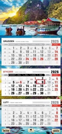 Kalendarz 2026 trójdzielny płaska główka Tajlandia - Pan Kalendarzyk