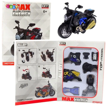 Motocykl do skręcania metalowy 1:14 niebieski - Leantoys