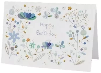 Karnet B6 + koperta MO8012B1-1 Niebieskie kwiatki - Turnowsky