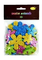 Kwiatki z pianki brokatowej wiosenne 56szt - Galeria Hobby