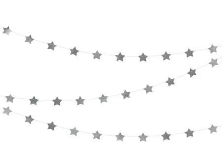 Girlanda Gwiazdki srebrny 3,6m - PartyDeco
