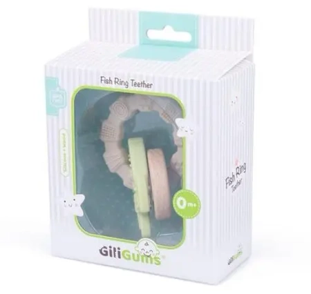 Gryzak pierścień Rybka silikon drewno - Giligums