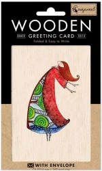 Karnet drewniany C6 + koperta Kobieta w sukni - Cozywood