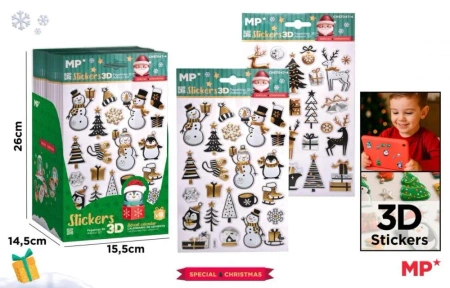 Naklejki świąteczne Boże Narodzenie 3D MIX - MP Main Paper
