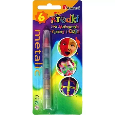 Kredki do malowania twarzy metalic 6 kolorów - Titanum