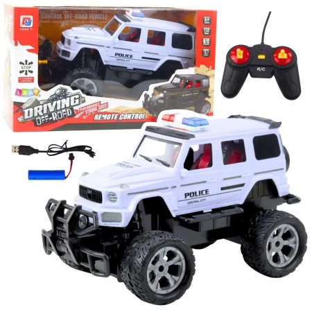Radiowóz terenowy R/C 1:12 biały - Leantoys