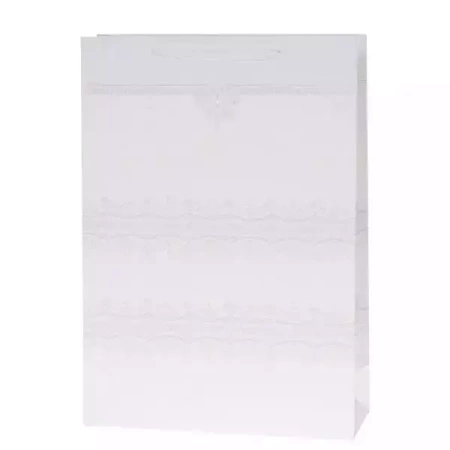 Torebka Lux 18x23x10cm brokat biała ROZETTE