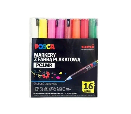 Markery plakatowe PC-1MR 16 kolorów POSCA UNI - Uni Mitsubishi Pencil