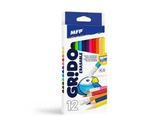 Kredki trójkątne z gumką i temperówką 12szt - MFP