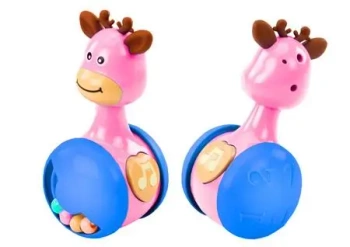 Wańka Wstańka jelonek koraliki piszczałka różowy - Leantoys