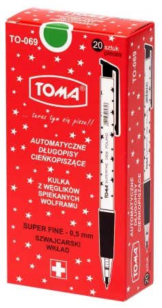 Paczka długopis automatyczny S-fine zielony 20 szt. - TOMA