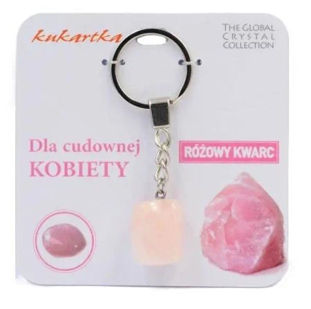 Brelok Dla cudownej kobiety różowy kwarc - Kukartka