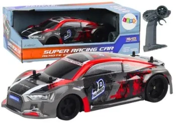 Auto R/C 1:18 gumowe koła drift czerwony - Leantoys