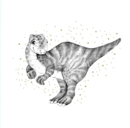 Karnet złocony kwadrat CL3824_BL Dinozaur - Clear Creations