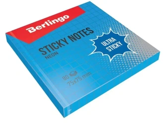 Bloczek samoprzylepny 75x75 niebieski kratka 80K - Berlingo