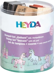 Zestaw stempli 15szt z poduszką Jednorożce - Heyda