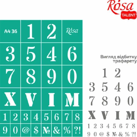 Szablon samoprzylepny wielokrotnego użytku liczby 21x29.7cm - ROSA