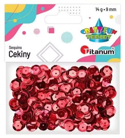 Cekiny 9mm okrągłe metaliczne czerwone - Titanum