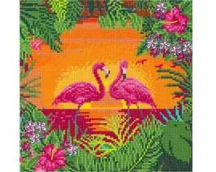 Obraz na płótnie 30x30cm z mozaiką Flamingi - EPEE