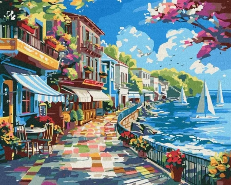 Malowanie po numerach - Miasto nad oceanem 40x50cm - Ideyka