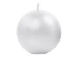 Świeca metalizowana Kula perła 8cm 6szt - PartyDeco