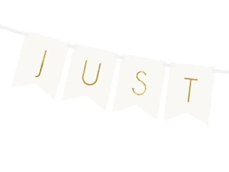 Baner Just Married biały 15x155cm - PartyDeco
