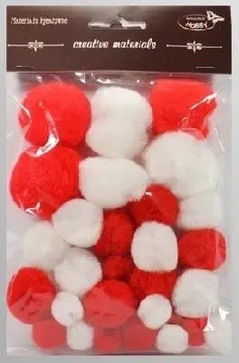 Pompony tonacyjne biało czerwone 15-40mm 30szt - Galeria Hobby