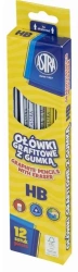 Ołówek grafitowy z gumką HB (12szt) ASTRA - ASTRA papiernicze