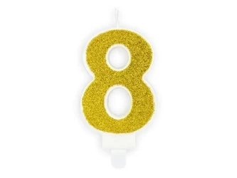 Świeczka urodzinowa 8 złota 7cm - PartyDeco