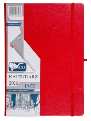 Kalendarz 2026 A4 tygodniowy Jazz czerwony - praca zbiorowa