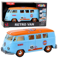 Retro van bus światło dźwięk niebieski - Leantoys