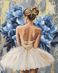 Diamentowa mozaika - Baletnica z piwoniami 40x50cm - Ideyka