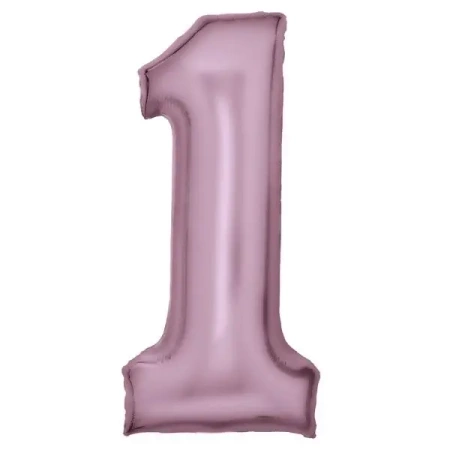 Balon foliowy cyfra 1 satynowa pastelowy róż 86cm - Amscan