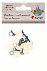 Oczy do maskotek plastikowe 10mm z mocowaniem 8szt - Titanum