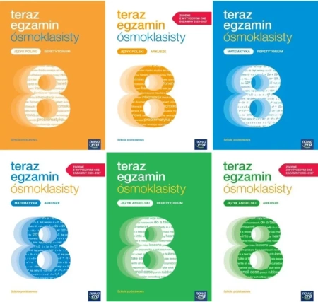 Teraz egzamin x6 ósmoklasisty KOMPLET Polski Matematyka Angielski Nowe 2025 - Julia Grzechowska, Natalia Grzybowska, Anna Cisowska, Joanna Kuchta, Monika Dembińska