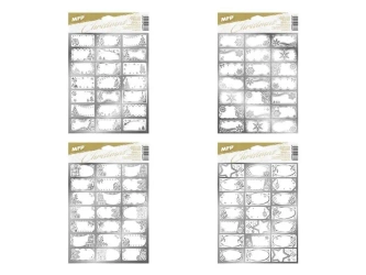 Naklejki na prezenty BN srebrne 20x30cm 21szt MIX - MFP