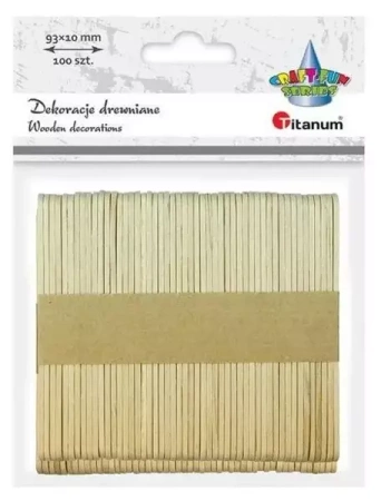 Drewniane patyczki naturalne proste 10x93mm 100szt - Titanum