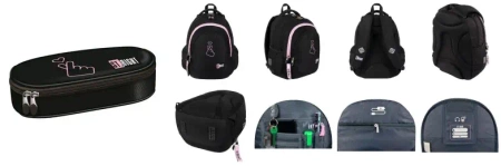 Plecak szkolny 4 komorowy + piórnik ST.RIGHT K-Pop Lover czarny