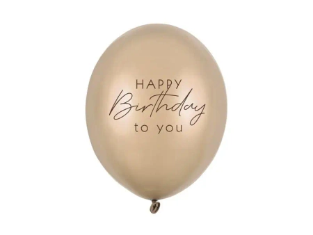 Balony Happy Birthday Metallic Cold Gold 30cm 6szt - PartyDeco