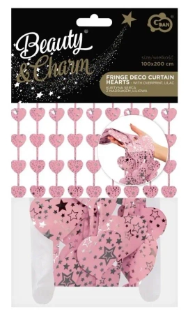 Kurtyna B&C serca liliowe nadruk 100x200cm - Godan