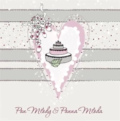 Karnet Swarovski kwadrat CL0225 Ślub tort w sercu - Clear Creations