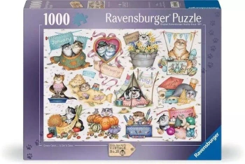 Puzzle 1000 Kalendarz Szalonych Kotów - Ravensburger