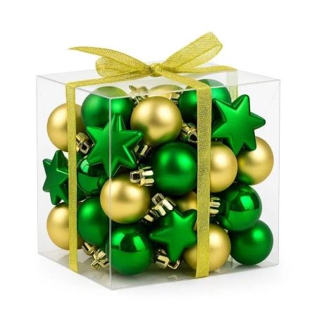 Bombki na choinkę nietłukące 50szt złote, zielone - Rembowskiego 9