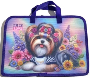 Teczka-torba A4+ zapinana na zamek z rączką Piesek - Fresh