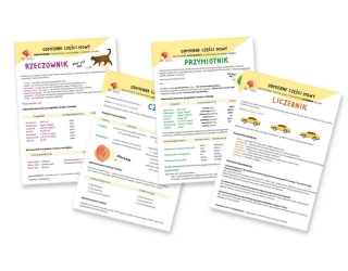 Plansze edukacyjne Odmienne części mowy A4 - All4Kids