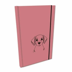 Notes A5 gładki z gumką Soft Touch lakier UV pies labrador brudny róż - EV-Corp
