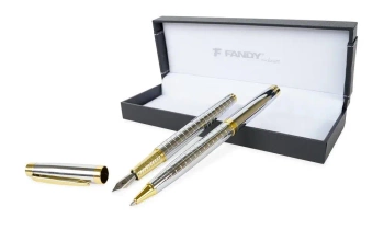 Długopis + piór wieczne Centarus srebrny - Fandy
