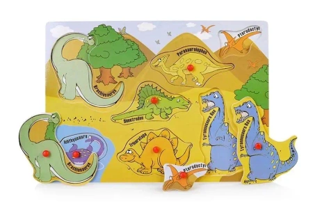 Układanka drewniana z pinezkami dinozaury - Artyk