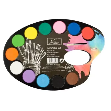 Zestaw farb akwarelowych 12 szt plus pędzel - Nassau Fine Art