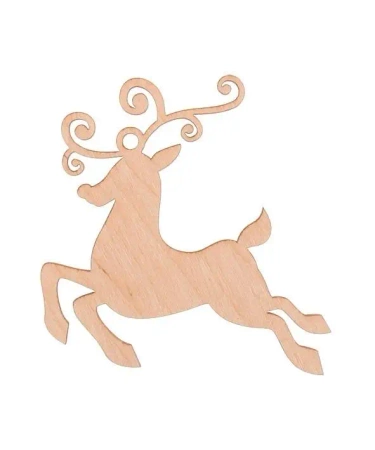 Bombka drewniana Renifer 3szt naturalna - Cresco